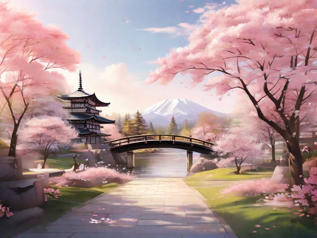 Cherry blossom garden Japan