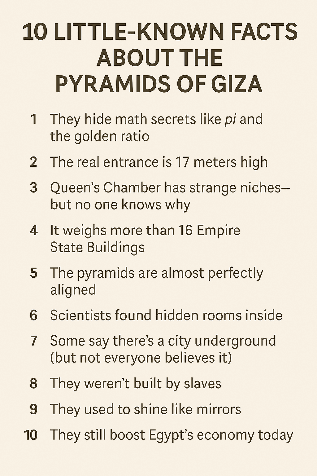 Top 10 Interesting Facts About Pyramids of Giza